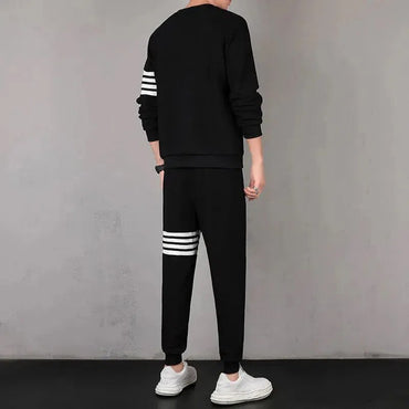 Spring Autumn Men's Luxury Clothing Korean Style Two Piece Set Sport Man Tracksuit Waffle Pants Fashion Baggy TB Trousers Suit