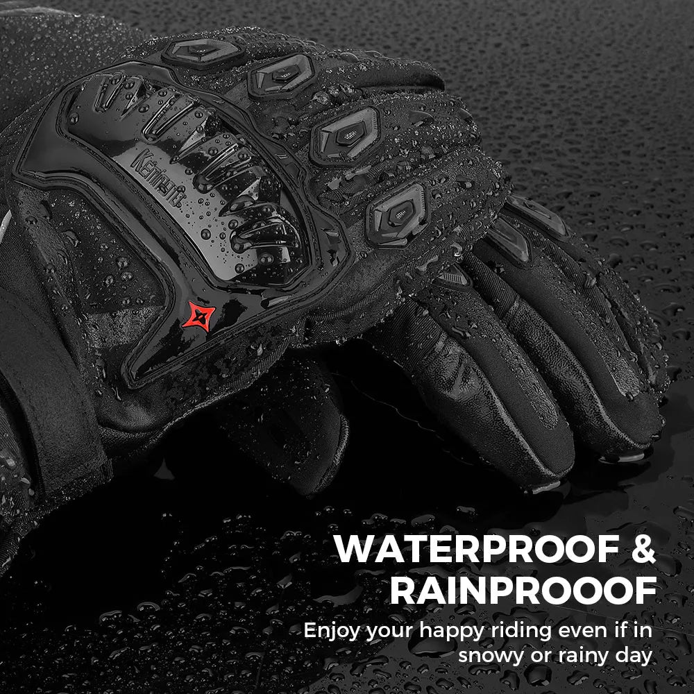 KEMiMOTO CE Motorcycle Gloves Winter Black Guantes Moto Invierno Warm Touch Screen Waterproof Windproof Gloves Protective