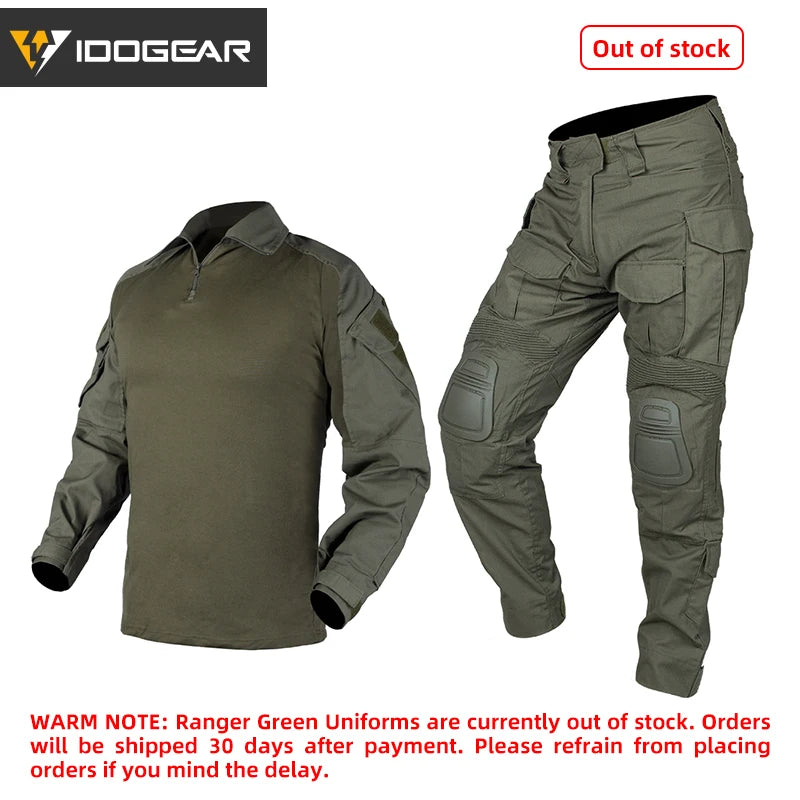 IDOGEAR Hunting Clothes camouflage uniform Gen3 Tactical Combat BDU clothes Airsoft  Paintball Multicam Black Clothing 3001