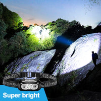 Strong Light Headlamp Mini Led Night Fishing Powerful Torch Head Lamp Outdoor Waterproof Camping Portable LED Sensor Headlamps