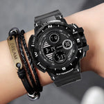 YIKAZE Black Digital Watch for Men Sports Watches Waterproof Outdoor Chronograph Hand Clock G Infantry Shock Student Wristwatch