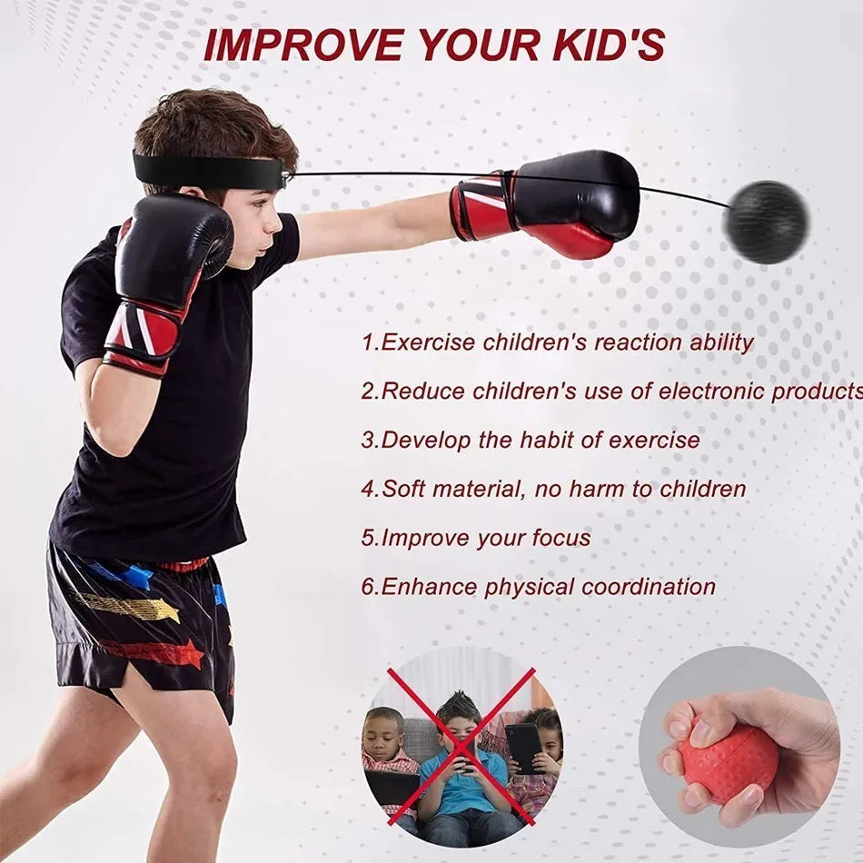 WorthWhile Kick Boxing Reflex Ball with Head Band Fighting Speed Training Punch Ball Muay MMA Exercise Kid Adults Home Equipment