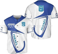 2023 New Israel Flag Baseball Jersey Casual Sports Baseball Shirt Free Custom Name Men's and Women's T-Shirt