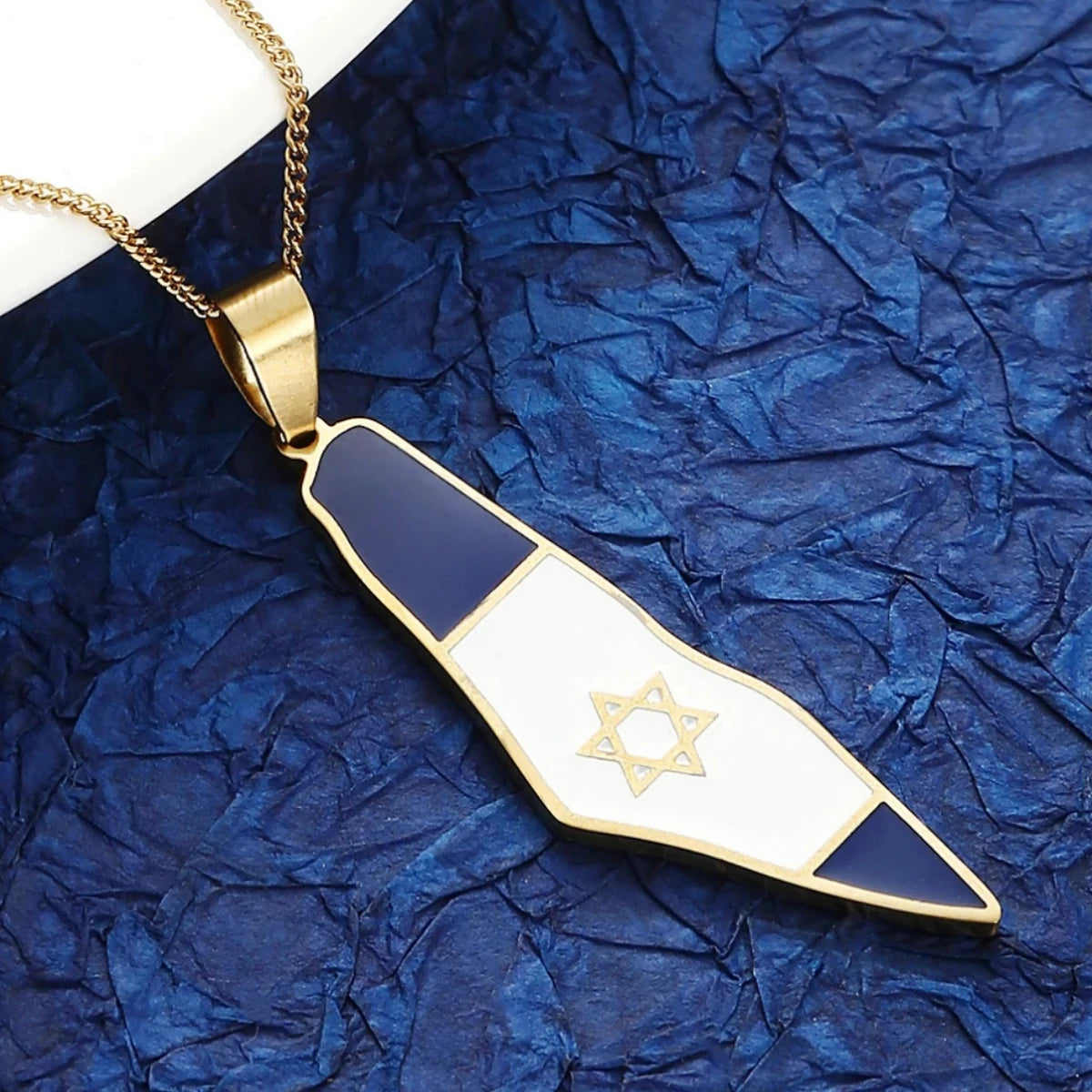 HNSP Israel Map Flag Stainless Steel Pendant Chain Necklace For Men Women Jewelry Accessories