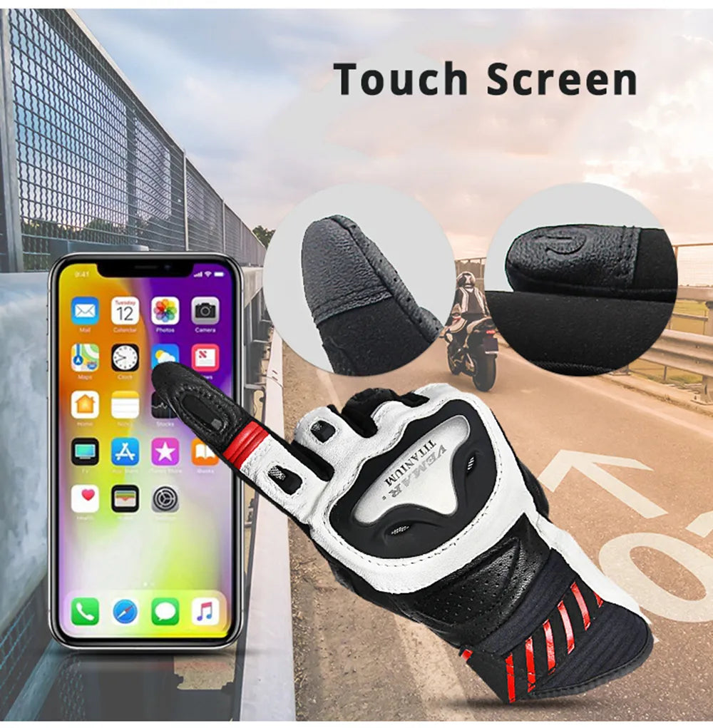 Motorcycle Gloves Man Leather Retro Motorcyclist Gloves Touch Screen Protective Motocross Motorbike Gloves For Four Seasons