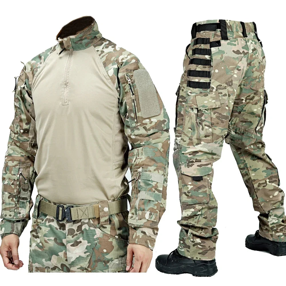 Tactical Suit Set Men Military Training Shirt Pants 2 Piece Sets Outdoor Airsoft Camouflage Quick-dry Ripstop Paintball Shooting