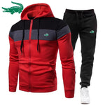 2023 Fashion Brand Men's Sport Fleece Zipper Hoodie Sweatshirt + Sweatpants Suit Autumn Winter Tracksuit Two Piece Jogging Sets