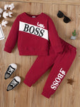 Kids Boy 1-6 Years Fashion Cool Boy Clothing Set Long Sleeves Letter Printed Top Pants Spring Autumn Little Boy Sporty Outfit