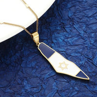 HNSP Israel Map Flag Stainless Steel Pendant Chain Necklace For Men Women Jewelry Accessories