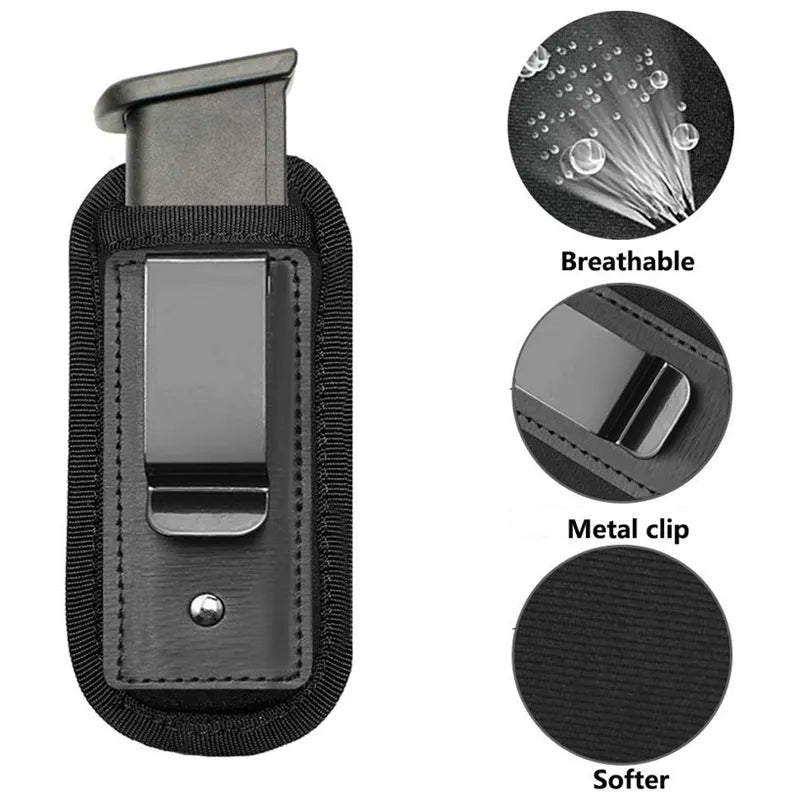 Tactical Nylon Magazine Pouch Holster Pistol 9mm Concealed Carry Mag Case with Clip Glock 19 21 Beretta 92 Handgun Mag Pouch