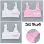 3pcs/Lot Girl Racerback Cotton Sport Training Bra Letter Print Solid Color Wide Strap Underwear