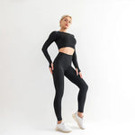 2023 Seamless Yoga Suit Set Women's Yoga Top High Waist Hip Lift Sports Gym Tights