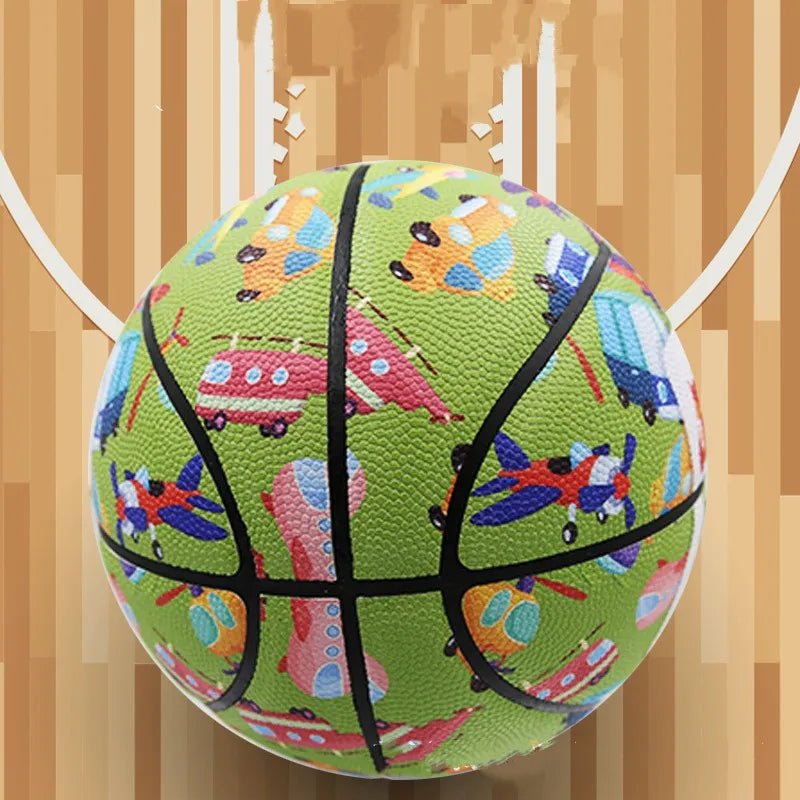 Size 5 Basketball for Teenagers Cartoon PU Wear-resistant Game Ball Indoor Outdoor Team Training Group Competition Basketball