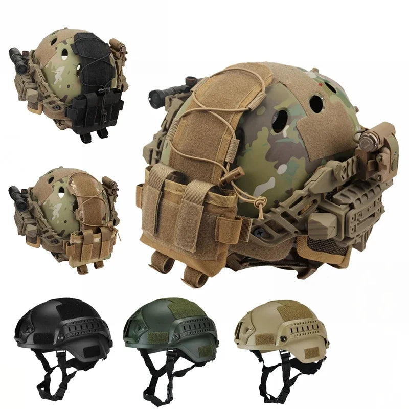 Helmet MICH2000 Airsoft MH Tactical Military Helmet Battery Bag Outdoor Tactical Painball Riding Protect Sports Safety Hunting