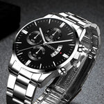 New Fashion Men Stainless Steel Watch Luxury Calendar Quartz Wrist Watch Business Watches Man Clock relogio masculino