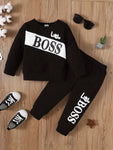 Kids Boy 1-6 Years Fashion Cool Boy Clothing Set Long Sleeves Letter Printed Top Pants Spring Autumn Little Boy Sporty Outfit