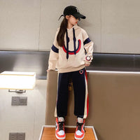 Girls Spring Autumn Winter 2pcs Casual Cotton Hoodie+pants Sports Suits Teenage Kids Korean Style Outfits Children Clothing Sets