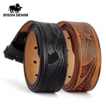 2024 High Quantity Western Leather Men Belts No Buckle Strap for Men Two Layer Embossed Cowhide Male Cowboy Belt Without Buckle