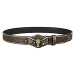 Western Cowboy PU Leathers Belt Men Waist Strap Vintage Engraved Belt for Jeans