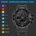 YIKAZE Black Digital Watch for Men Sports Watches Waterproof Outdoor Chronograph Hand Clock G Infantry Shock Student Wristwatch