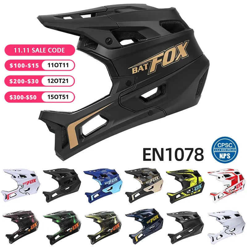 BATFOX MTB קסדת מלאה למבוגרים DH אופני דאונהיל מוטוקרוס קסדת בטיחות שטח אופני הרים BMX לשני המינים קסדת כיסוי מלא