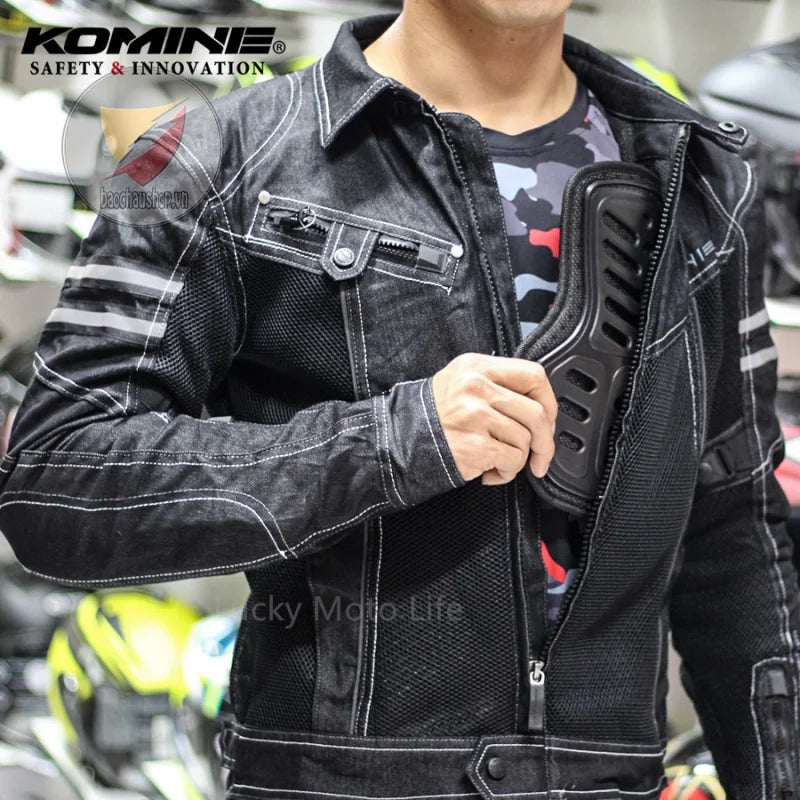 KOMINE JK006 Jacket Spring Breathable Denim Mesh Racing Ride High-performance Drop Resistance Clothing Motorcycle Jacket