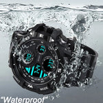 YIKAZE Black Digital Watch for Men Sports Watches Waterproof Outdoor Chronograph Hand Clock G Infantry Shock Student Wristwatch