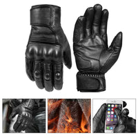 Real Leather Motorcycle Gloves Waterproof Windproof Winter Warm Riding Gloves Touch Operate Full Finger Gloves Fist Palm Protect