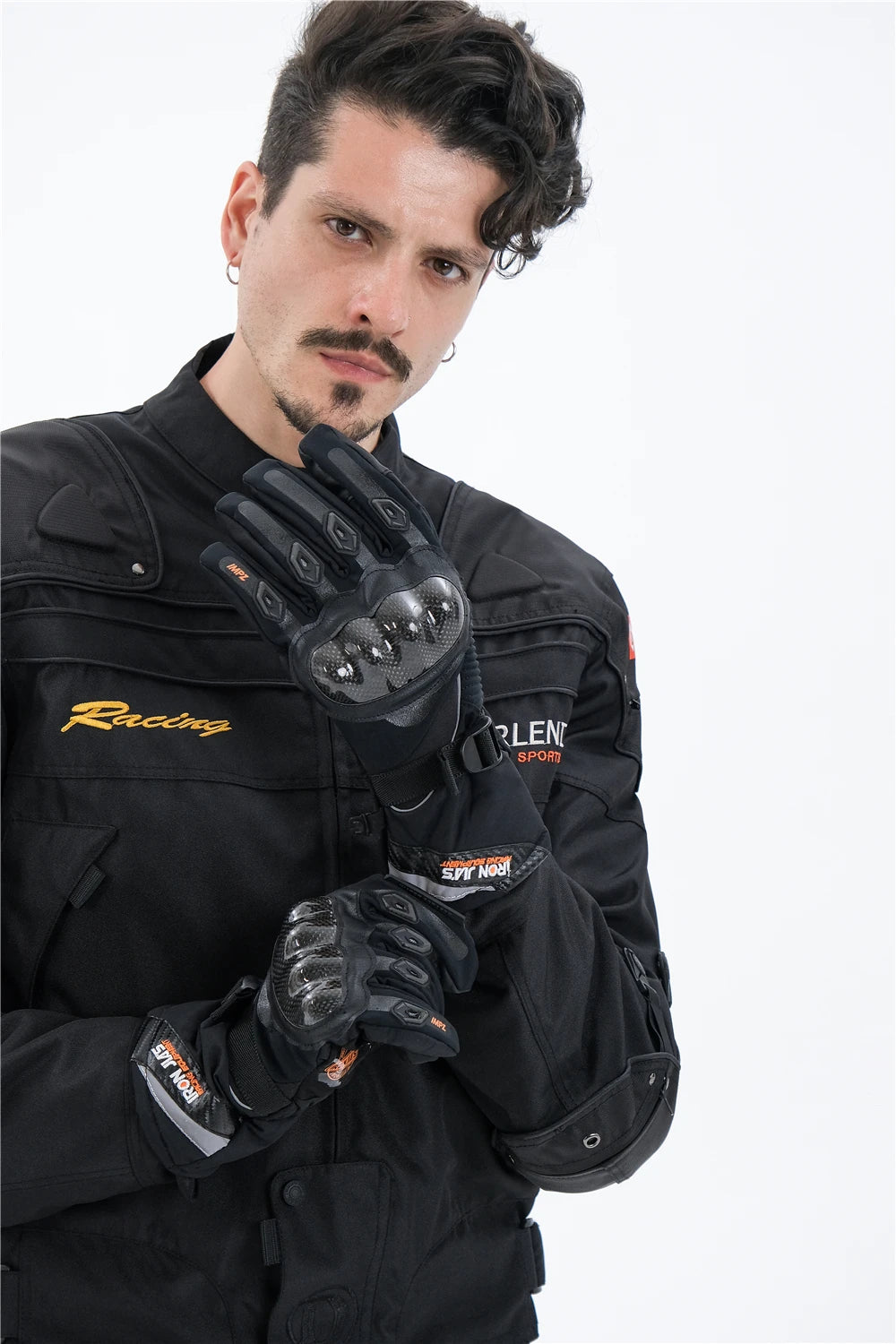 IRON JIA'S Winter Motorcycle Gloves for Men Waterproof Carbon Fiber Protective Warm Motorbike Non-slip Touch Screen Moto Gloves