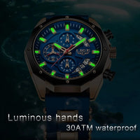 LIGE Fashion Men Watches Top Brand Luxury Silicone Sport Watch Men Quartz Date Clock Waterproof Wristwatch Chronograph Clock Man