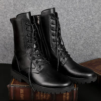 Army Boots for Men Side Zipper Comfortable Shoe Military Men's Boots Casual Shoes Cow Leather Winter Boots Plus Size 36-50 51 52