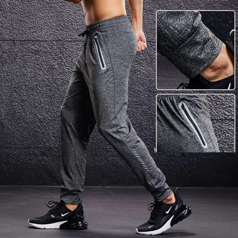 Men's Running Pants  Quick-Dry Thin Casual Trousers Sport Pants With Zipper Pockets  Sportswear Running  Jogging Sportpants