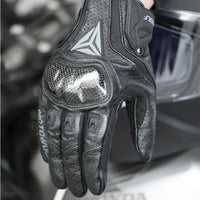 Motorcycle Gloves Breathable Leather Touchscreen Full Finger Seasons Gloves With Carbon Fiber Hard Knuckle Anti-fall Protect