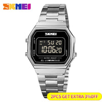 SKMEI 1647 Retro Digital Male Watches reloj hombre Stainless Mens Wristwatches Casual Simple Waterproof Watch Men Clock 1328