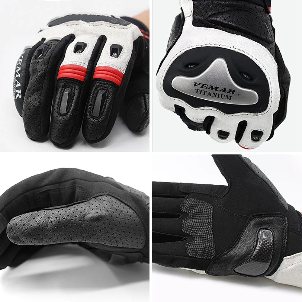 Motorcycle Gloves Man Leather Retro Motorcyclist Gloves Touch Screen Protective Motocross Motorbike Gloves For Four Seasons