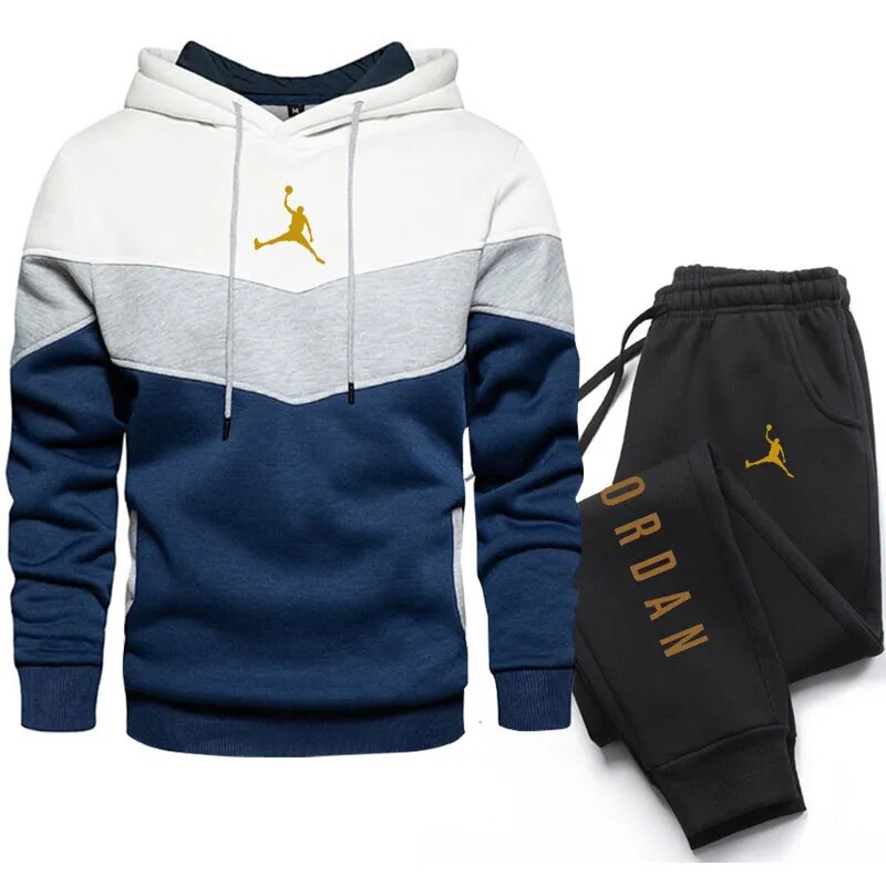 2023 New Winter Men's Clothing Men Sets Printing Hoodie Set Fleece Sweatshirt Casual Sport Sweatpants Mens Tracksuits