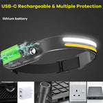 LED Sensor Headlamp USB Rechargeable XPE+COB Headlight for Fishing Lantern Led Head Torch Camping Search Light Head Flashlight