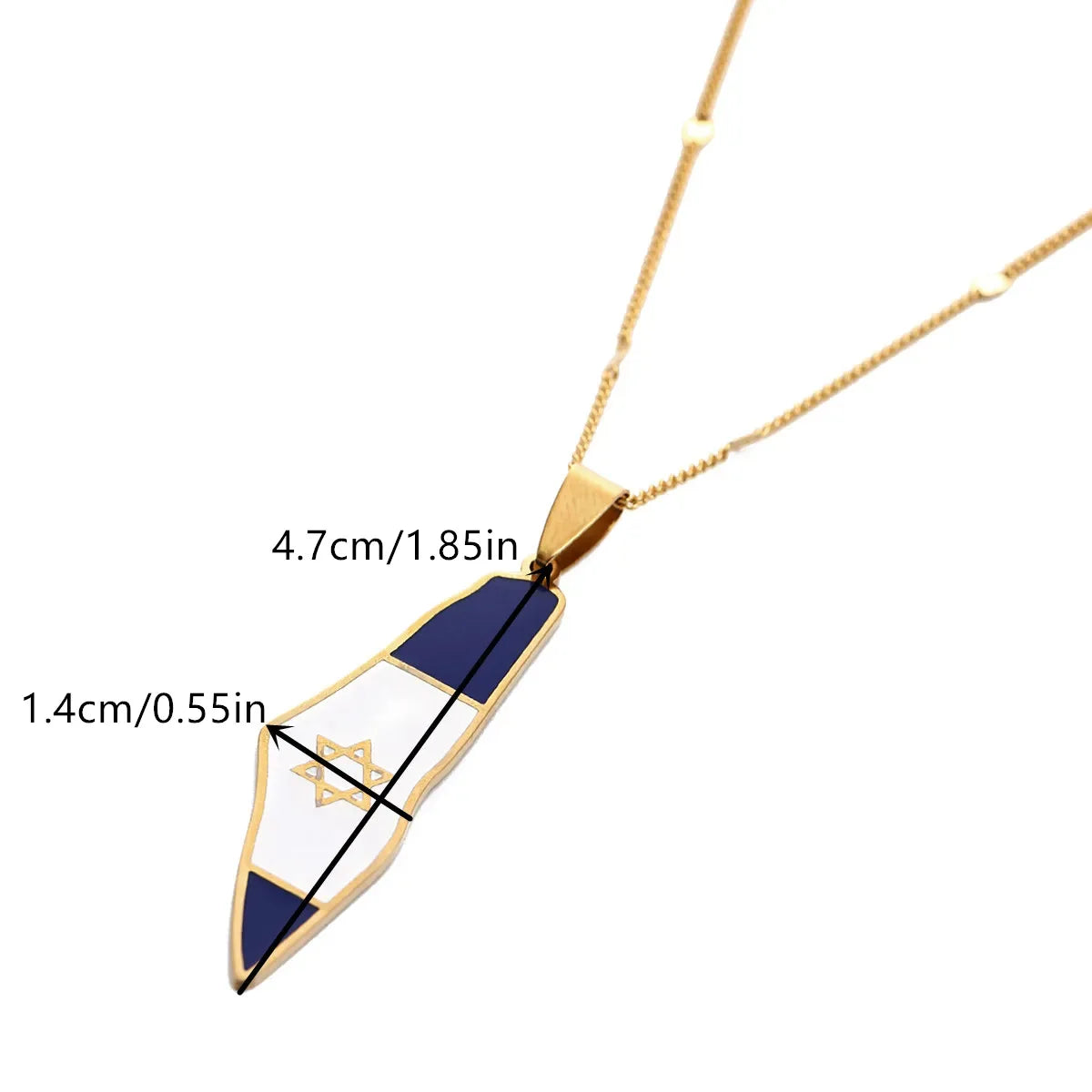 HNSP Israel Map Flag Stainless Steel Pendant Chain Necklace For Men Women Jewelry Accessories