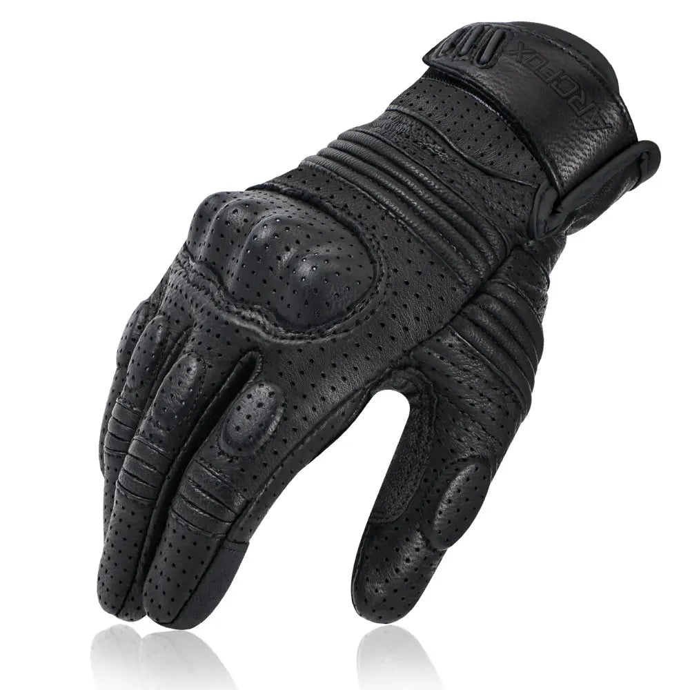 Men Motorcycle Gloves Genuine Leather Protective Touchscreen Guantes for KTM Motorcross Cycling Perforated Breathable Moto Luvas