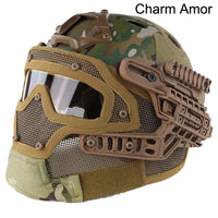 Multicolor ABS Material FAST PJ CS Training Game Tactical Helmet With Steel Wire Mask Round Hole Military Ballistic Use