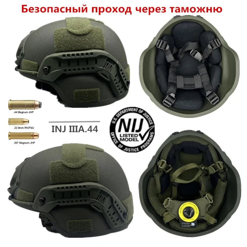 NIJ IIIA 3A Bulletproof Helmet MICH Low Cut BOA CAM FIT Dial EPIC Liner Tactical Ballistic Helmet MICH2000 With Wend