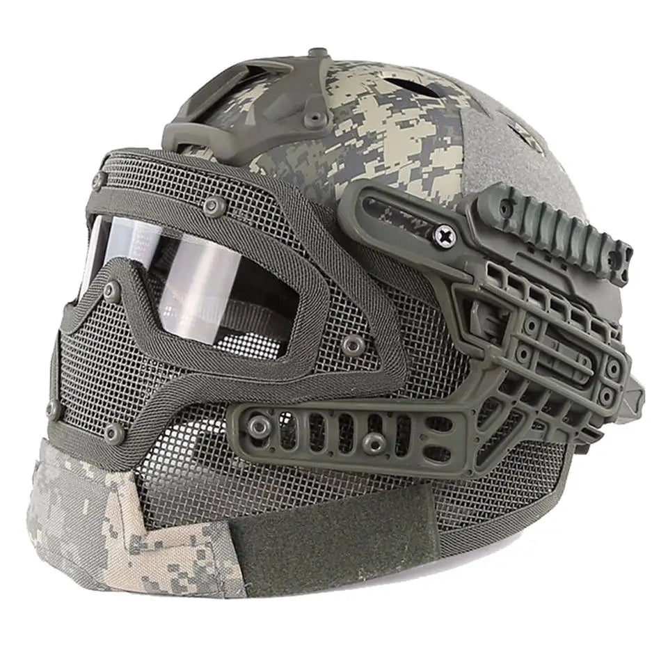 Multicolor ABS Material FAST PJ CS Training Game Tactical Helmet With Steel Wire Mask Round Hole Military Ballistic Use