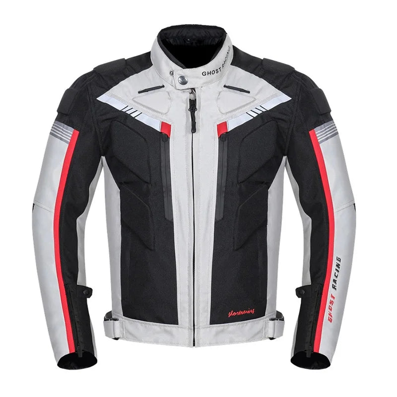 GHOST RACING Motorcycle Jacket Men Waterproof Moto Jacket Motorcycle Cold-proof Autumn Winter Motorbike Riding Moto Jacket Black