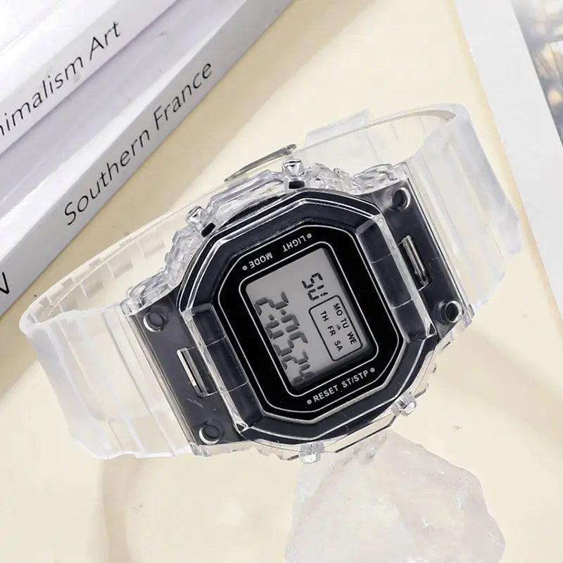 Sports Electronic Watch Men and Women Square Junior High School High School Students Black Gray LED Digital Watches