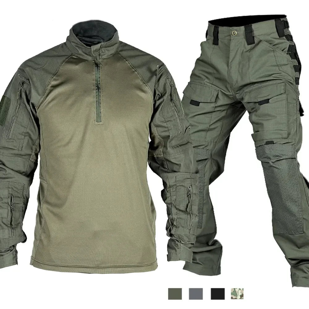 Tactical Suit Set Men Military Training Shirt Pants 2 Piece Sets Outdoor Airsoft Camouflage Quick-dry Ripstop Paintball Shooting