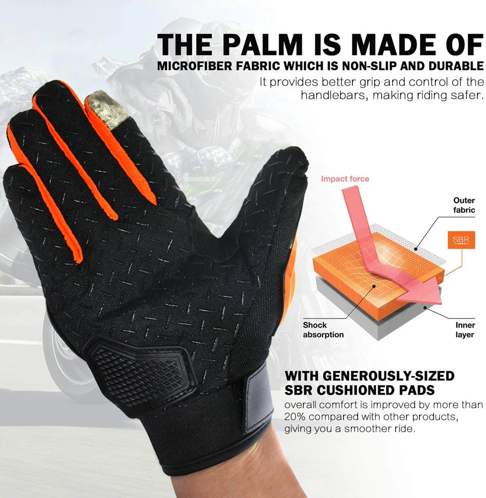 Motorcycle Gloves Touch Screen Full Finger Racing Gloves Outdoor Sports Protection Riding Cross Dirt Bike Gloves Guantes Moto