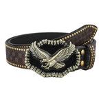 Western Belt for Women Men Cowboy Cowgirls Carving Leathers Country Belts Eagle Buckles Adjustable Waistband