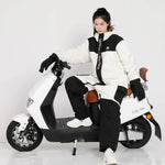 Adults Winter Electric Car Motorcycle One-piece Suit Warm Plush Riding Split Leg Cycling Suit Knight Racing  Moto Riding Clothes