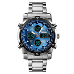 Skmei 3 Time Back Light Display Digital Watches Mens Full Steel Strap Quartz Wristwatch Countdown Clock Relogio Masculino