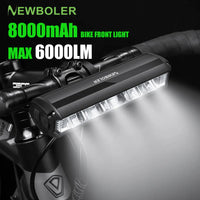 NEWBOLER אור אופניים קדמי 6000 לומן אור אופניים 8000mAh פנס עמיד למים USB טעינת MTB אביזרי מנורת רכיבה על אופניים